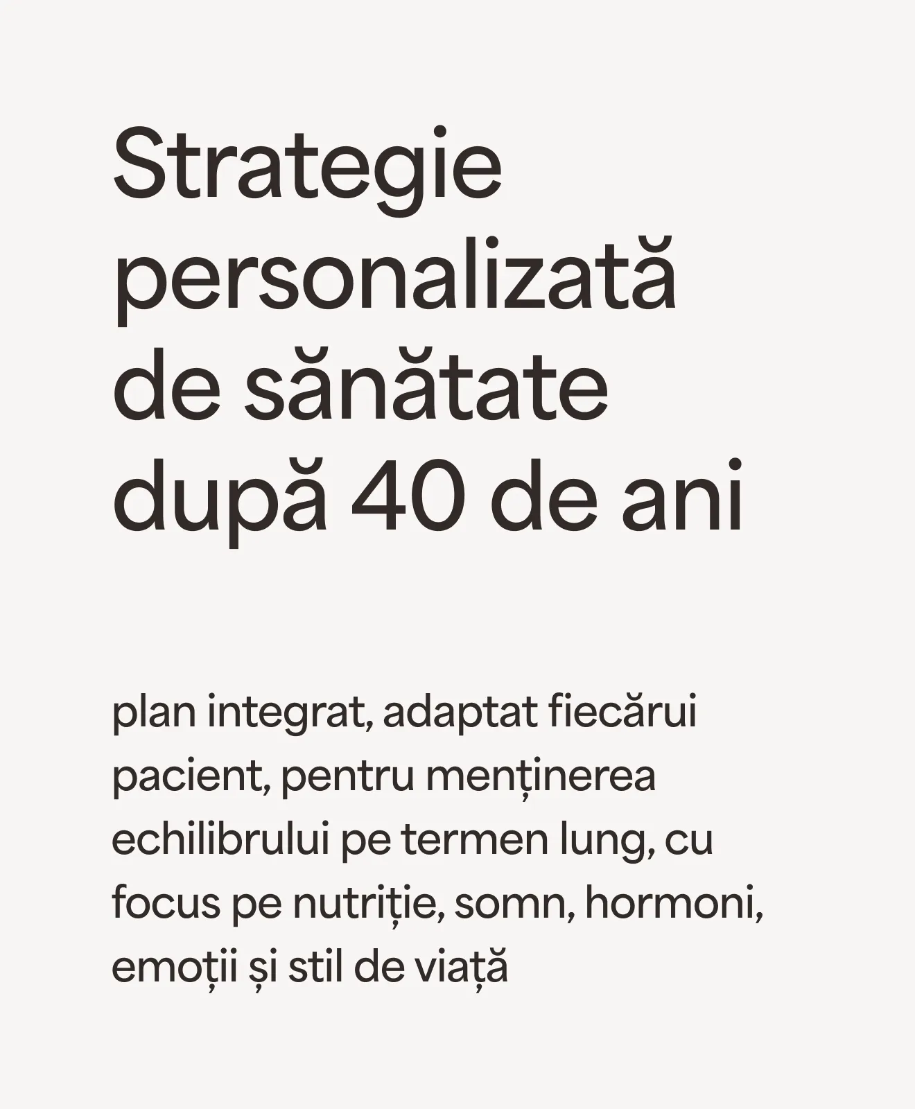 „Strategie personalizată de sănătate după 40 de ani”: plan integrat, adaptat fiecărui pacient, pentru menținerea echilibrului pe termen lung, cu focus pe nutriție, somn, hormoni, emoții și stil de viață – beneficiu al programului AZEENA Balance 40+